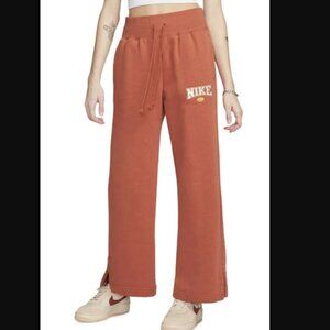 Nike Phoenix Fleece High-waisted Wide-leg Sweatpants In Orange